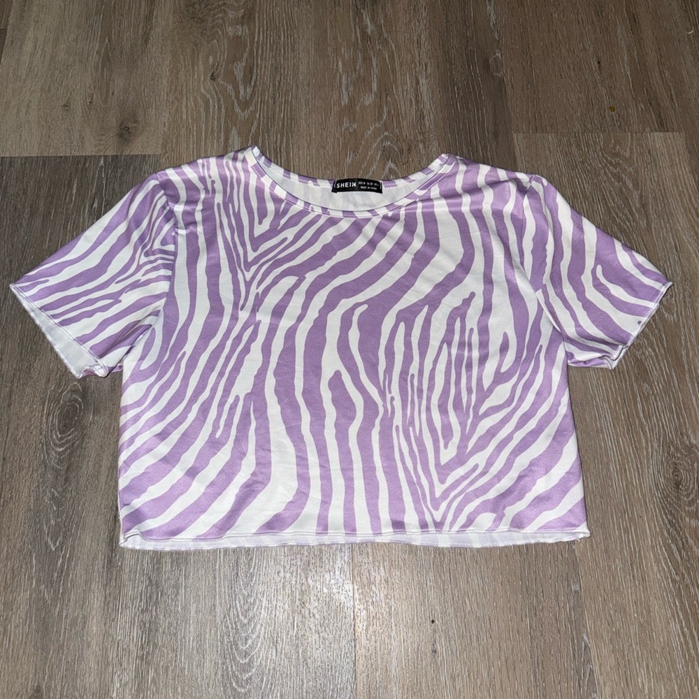 Purple and White Zebra Print Crop Top